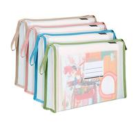 4PCS Pochette Plastique A4,Pochettes Porte-document Extensible Fichier Document pour L'école/Travail/Bureau,4 Couleurs