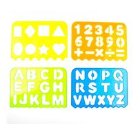 4pcs pochoirs de dessin pour enfants, règles de dessin, kit de pochoirs de peinture d'apprentissage de forme de lettre de nombre pour filles garçons cadeaux d'artisanat