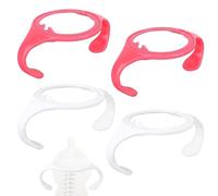 4pcs Poignée pour Biberon pour Tommee Tippee, Ergonomiques Antidérapantes Sans BPA Anses de Bouteille for l'Alimentation des Nouveau-Nés (Rose, Blanc)