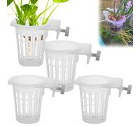 4pcs Poldants de p-lante d'aquarium, pots de p-lante d'aquarium avec crochets, tasses de jardinières aquariums suspendues pour le pêche à la pêche, l'aquarium, la décoration A-quascape (claire)