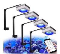4PCS PopBloom RL90 WiFi Rampe LED Aquarium Eau de Mer 400W, APP Programme Marine Éclairage à Spectre Complet pour Aquarium de Corail, L'APP prend en charge le français (4 lampe avec kit de montage)