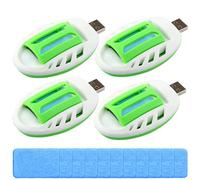 4PCS Portable USB Électrique Répulsif Anti-Moustique, Chauffage Électrique Universel Anti-Moustiques USB à Brancher avec 120 Comprimés Anti-moustiques pour Intérieur et Extérieur (Vert)
