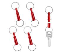 4pcs Porte Clés à Dégagement Rapide, Fer Alliage de Laiton Porte Clés Détachable Porte Clés à Déconnexion Rapide Anneau Porte Clés à Dégagement Rapide Anneau Séparé par Pression (Rouge)