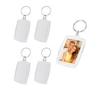 4Pcs Porte-Clés Photo, Porte Clef Photo Vierge en Acrylique, Porte-Clés à Personnaliser, Porte-Clés Vierge Rectangle, Transparent Key Chain pour Clés, Famille, Des Couples, DIY Souvenir (3.2 x 4.6 cm)