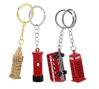 4pcs Porte-clés Souvenirs de Londres avec Boîte aux Lettres de Bus Rouge Cabine téléphonique Gros Charms Style Britannique Sac à Main Suspendu Charme pour Bricolage Artisanat et décorations de fête