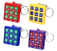 4Pcs Porte-clés Tic Tac Toe, Faveur de Fête Tic Tac Toe Pendentif Porte-clés Mini Design Classique, pour Anniversaire Parti Adulte (Rouge, Bleu, Jaune, Violet)