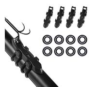 4pcs Porte-Hameçon Magnétique, Support de Hameçon de Pêche Noir avec 2 Tailles d'Anneaux en Caoutchouc Support de Canne à Pêche Support d'Appât de Pêche Crochets pour Canne à Pêche