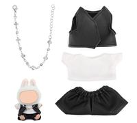 4pcs Poupée Vêtements, 15-17cm Tenues Mignonnes Mode T-Shirt Blanc Gilet PU Pantalon Collier Cœur pour Peluches 1re, 2e et 3e Génération Accessoires d'Exposition Cadeaux Collectionneurs