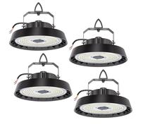 4pcs Projecteur LED Exterieur 150W 25500lm, LED Lampe-Spot Eclairage 5000K Blanc Froid, 90° Angle UFO Highbay Light, IP65 Lampe Industrielle pour Hangar,Usine,Entrepôt,Chantier,Garage,Gymnase