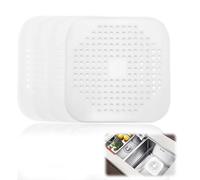 4Pcs Protection de Drain en Silicone Blanc, Filtre Évier et Baignoire avec Ventouse, Grille de Vidange Antiblocage 14,5×14,5 cm pour Cuisine et Salle de Bain