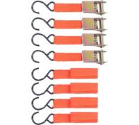 4Pcs Ratchet Tie Down Straps Motorcycle Car Buckle Set 15in Length 25mm Width Orange