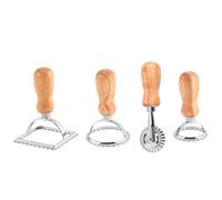 4pcs Ravioli Cutter, coupe-pâtes rondes carrées, roue de pâtes créative avec poignée en bois, fabricant de raviolis portables pour la cuisine