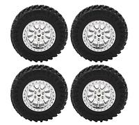 4Pcs RC Car Tires Tyre Wheel, Rubber Tires and Wheels Hex Plastic Beadlock Rims with Foam Inserts for MN D90 D91 D99 D99S D86 RC Car Spare Upgrades Accessories (R789S argent)