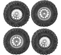 4pcs RC Crawler Pneus en caoutchouc -Roue en métal -Hub -Accessoires pour voiture 1/10 2,2 pouces