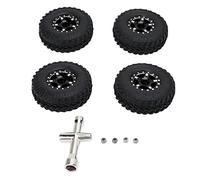 4Pcs RC Pneus Ensemble En Alliage D'aluminium En Caoutchouc Vis Écrou Petite Croix Manches RC Accessoires pour Axial Scx24 1/24 RC Voiture (Noir)
