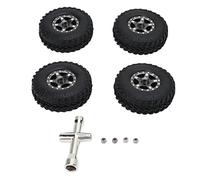 4Pcs RC Pneus Ensemble En Alliage D'aluminium En Caoutchouc Vis Écrou Petite Croix Manches RC Accessoires pour Axial Scx24 1/24 RC Voiture (Tu colore)