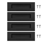4pcs Rectangulaire Encastré Trou Caché en Acier Inoxydable Caché Porte Coulissante Armoire Poignées de Porte avec Vis Taille 150x50mm, Noir