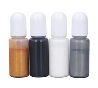 4pcs Résine époxy Couleur Pigment Colorant UV Résine époxy Colorant Résine Hautement Concentrée pour L'art, Peinture, Artisanat Fabrication de Bijoux(Set 9 Blanc, Gris Argent, Or, Noir)
