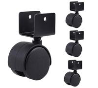 4Pcs Roulettes Pivotantes,Roulettes de Meubles Avec Support en Forme de U,Ouverture du Panneau 16/18/20/22/25mm,1.5/2in Roues Mobiles en Plastique,360 Degrés,con Vis,pour Armoire,éTagèRes(20mm,1.5in)