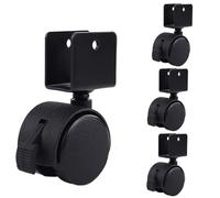 4pcs Roulettes pour Meubles,1.5/2in Attelle en Forme de U Roue,Ouverture du Panneau 16/18/20/22/25mm,Roulettes en Plastique ABS, Doubles Roues Silencieuses Avec Freins,pour Support Fleurs(22mm,1.5in)