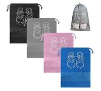 4pcs Sac à Chaussures de Voyage pour Hommes, Sac à Chaussures avec Cordon de Serrage, Sac de Voyage Portable Transparent pour Une Utilisation Quotidienne et des Voyages