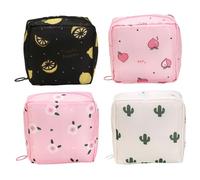 4pcs Sac de rangement de serviette hygiénique, sachet période période fermeture éclair mignonne, sac d'époque menstruelle féminine, pochette tampon sanitaire portable pour filles, couleur
