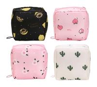 4pcs Sac de rangement de serviette hygiénique, sachet période période fermeture éclair mignonne, sac d'époque menstruelle féminine, pochette tampon sanitaire portable pour filles, couleur