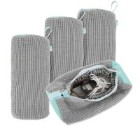 4PCS Sacs à Linge en Maille pour Chaussures, Sacs de Lavage Chaussures à Machine à Laver avec Fermeture Éclair, Sac de Lavage Rangement Filet à Linge pour Protéger Les Chaussures (Gris)