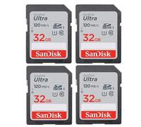 4PCS SanDisk Cartes mémoire SDHC Ultra 32 Go Classe 10 Vitesse de transfert jusqu'à 120 Mo/s (Lot de quatre)