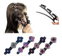 4PCS Satin Fabric Hair Clip, Clover Braided Hair Clip Sparkling Rhinestone Fashion Double Layer Mini Hair Clips Duckbill Hair Clips for Styling and Sectioning