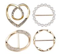4pcs Scarf Ring 4 Styles Clips de chemise Golden Alliage Golt Clip de serrage pour anneaux nœud T- Clips décoration et fixation l'ourlet |.Anneau nœud tee-shirt