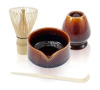 4PCS Service à Thé Japonais, Ensemble de Fouet à Matcha, Bol à Matcha avec Bec, Cuillère à Thé, Support de Fouet à Matcha, Kit de Fabrication de Thé pour les amateurs de Thé Matcha(Couleur B)