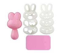 4pcs / Set Boule De Riz Cartoon Set Moule Motif Lapin Sushi Making Kit Bento Accessoires De Riz Moule Cutter pour Seaweed Bébé Repas pour Enfants Petit Boule De Riz Moule Set