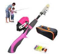 4pcs / Set Kids Fishing Set Portable Télescopic Tail à pêche Polaire débutant à 6 Sections avec Bobine en Rotation, Sac Portable, boîte de plaqueur pour garçons, Filles, Cadeau pour Les Jeunes (Style