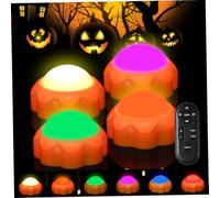 4Pcs/Set Pumpkin Lights, Battery Operated Halloween Pumpkin Lights with Remote Control and Timers for Halloween, Fall Decorations, Orange