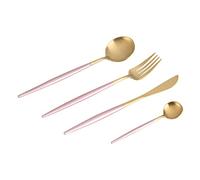4Pcs/Set Vaisselle Cuillères Fourchette Couteau en Acier Inoxydable Ustensiles Couverts Vaisselle Domestique Restaurant décoration table Noël(Rose)