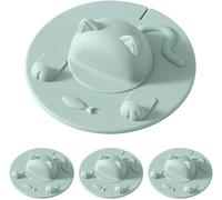 4PCS Silicone Cup Covers, Cat-Designed Cup Cover with 4 Inch Silicone Tea Bag Holder Mug Lid for Coffee Milk Tea(Green)