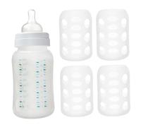 4pcs Silicone Sleeve For Glass Bottle, Isolation chauffante Couvoirs de bouteille en silicone flexible non glissade pour les bouteilles de bébé 120 ml à bouche pour voyager
