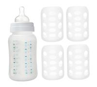 4pcs Silicone Sleeve For Glass Bottle, Isolation Heat Isolation non glissante Couvoirs de bouteille en silicone pour 120 ml de bouteilles bébé à large mouton voyage, bouteilles