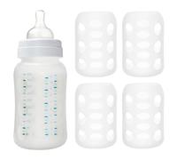 4pcs Silicone Sleeve for Glass Bottle, Isolation Heat Isolation non glissante Couvoirs de bouteille en silicone pour 120 ml de bouteilles bébé bouche bée voyageant