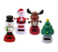 4pcs Solar Dancing Figurines Swinging Bobble Head pour Les Voitures incluent Snowman Santa Tree Deer Novelty Happy Christmas Decorations for Kids Adults | Solar Power Kits