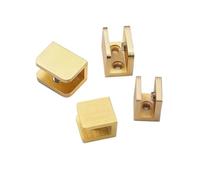 4PCS Solid Brass Glass Clamps Brushed Gold Shower Storage Shelf Fixed Clips U Shape Cabinet Door Support Brackets Pour Rampes D'Escalier(Small Size 5-8mm)