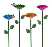 4pcs Station d'eau d'abeilles, mangeoire 'abeilles en métal robuste en forme de fleur, mangeoire à papillons coloré imperméable et résistant à la rouille pour la station 'arrosage de décoration