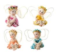 4pcs statues et figurines de fées, mini figurines de fée résine en résine synthétique, statue de fée pour plantes ornements de bonsaï à l'extérieur ou de la décoration de jardin de maison assis