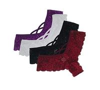 4PCS String Sexy Femme Sexy Chic Dentelle String Culottes Slips Femmes Croisées Creux Out Entrejambe en Coton Panties Strings et sous-Vêtements Culottes Sexy Lingerie String sous (multicolor2, XXXXXL)