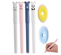 4pcs stylos effacés, mignons stylos en gel effacés avec 2 effacements, fournitures scolaires durables pour une écriture, un dessin et une correction précis, un rollerball à l'encre en gel