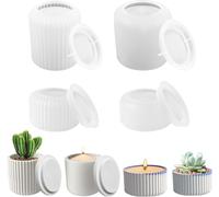 4pcs Succulent Cactus Silicone Mould, Flower Pot Concrete Mould, Diy Flower Pot Silicone Mold, Vase Molding Molds With Lid, Silicone Mold For Mold