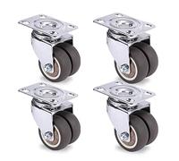 4PCS Swivel Furniture Casters 1.5" / 2" Heavy Duty Soft Roller Furniture Wheels with Brake for Platform Trolley(4pcs Without Brake,2 inch)