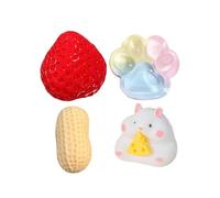 4Pcs Taba Squishy Set, Fraise + Hamster + Chat Paw + Arachide, Fufu Squishy Squishe Toy Squishes Kit pour Le soulagement du Stress Sensory Play Fidget Cadeaux pour Les Enfants ou Les Adultes
