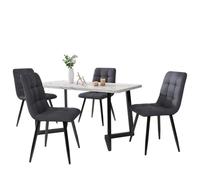 4pcs Table et Chaises Salle Manger, Chaise Salle a Manger Moderne, Velours Chaise Manger, Pieds en Métal Noir pour Fournir aux Membres Famille Places Assises Fixes Trois Repas Journée (Lin gris foncé)